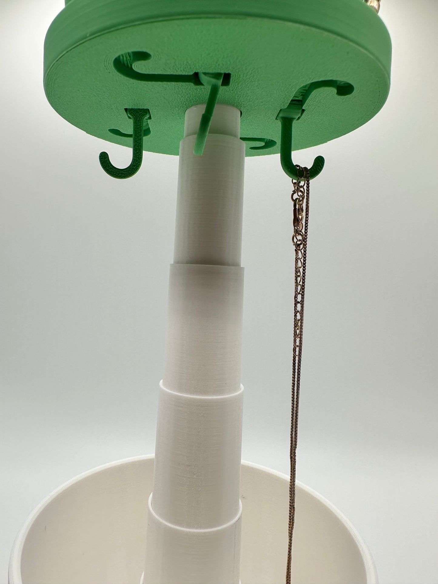 Creative cactus-style ring and necklace holder with hidden base storage