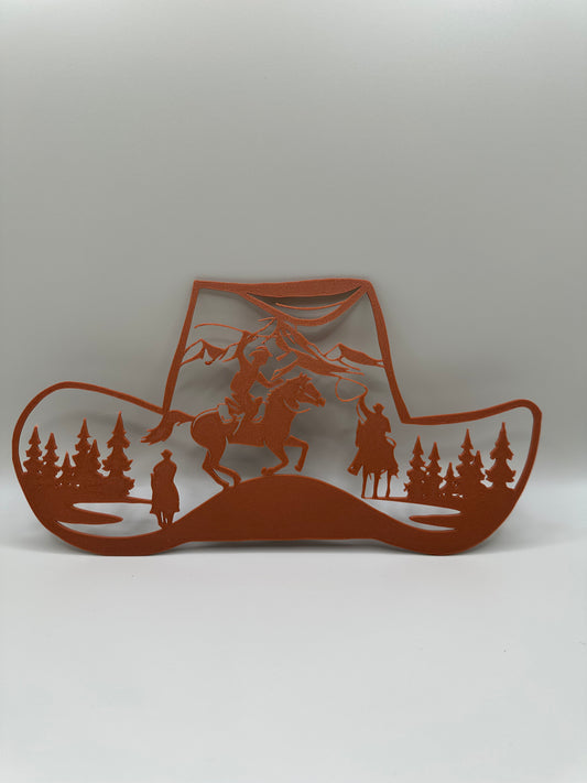 Western Cowboy Wall Art – 3D Printed Hat Silhouette