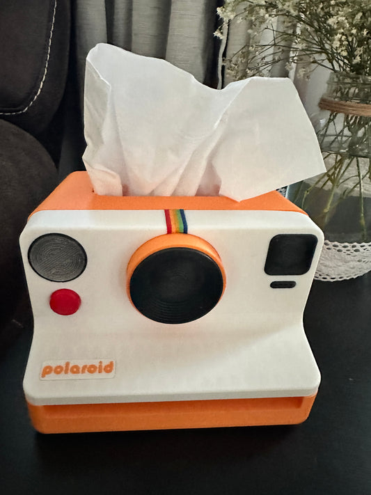 3D printed Polaroid camera-style tissue box for retro home decor