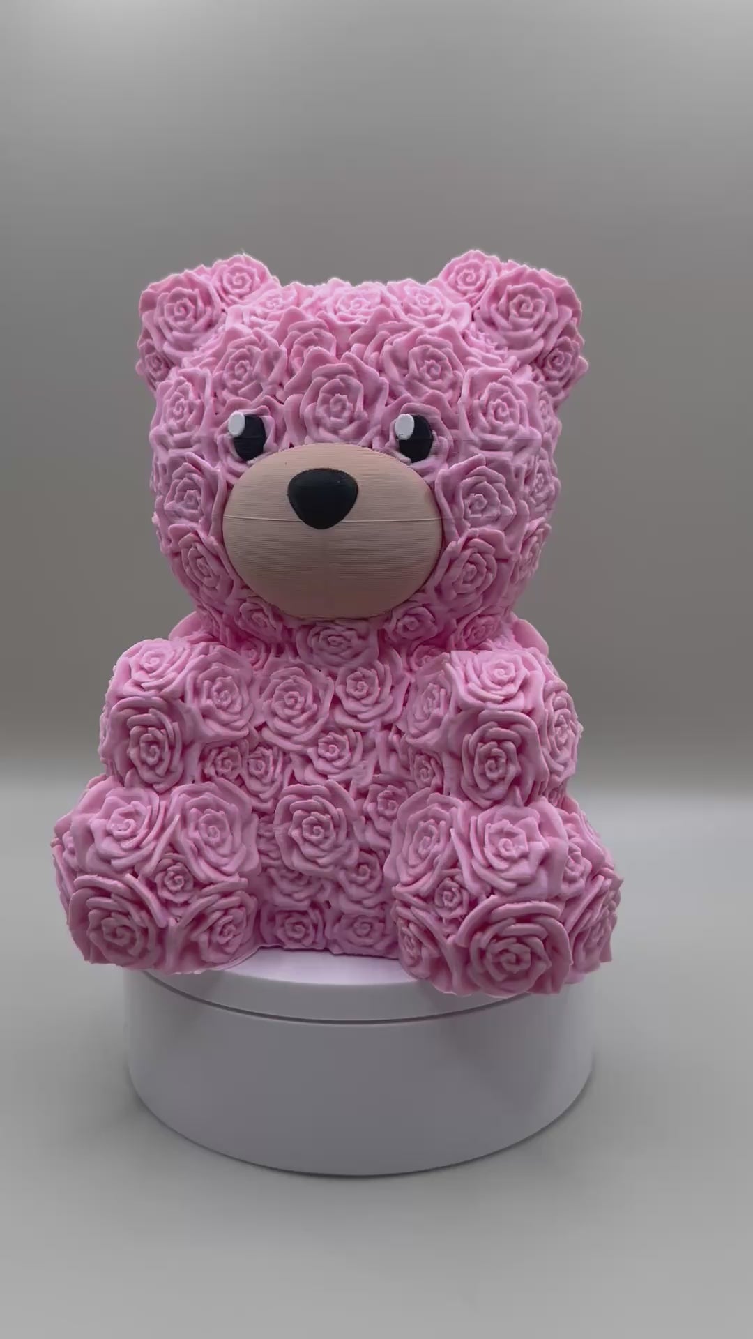 Romantic floral bear figurine made of rose textures