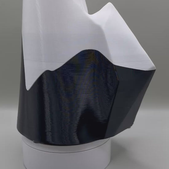Geometric sculptural vase inspired by snowy peaks