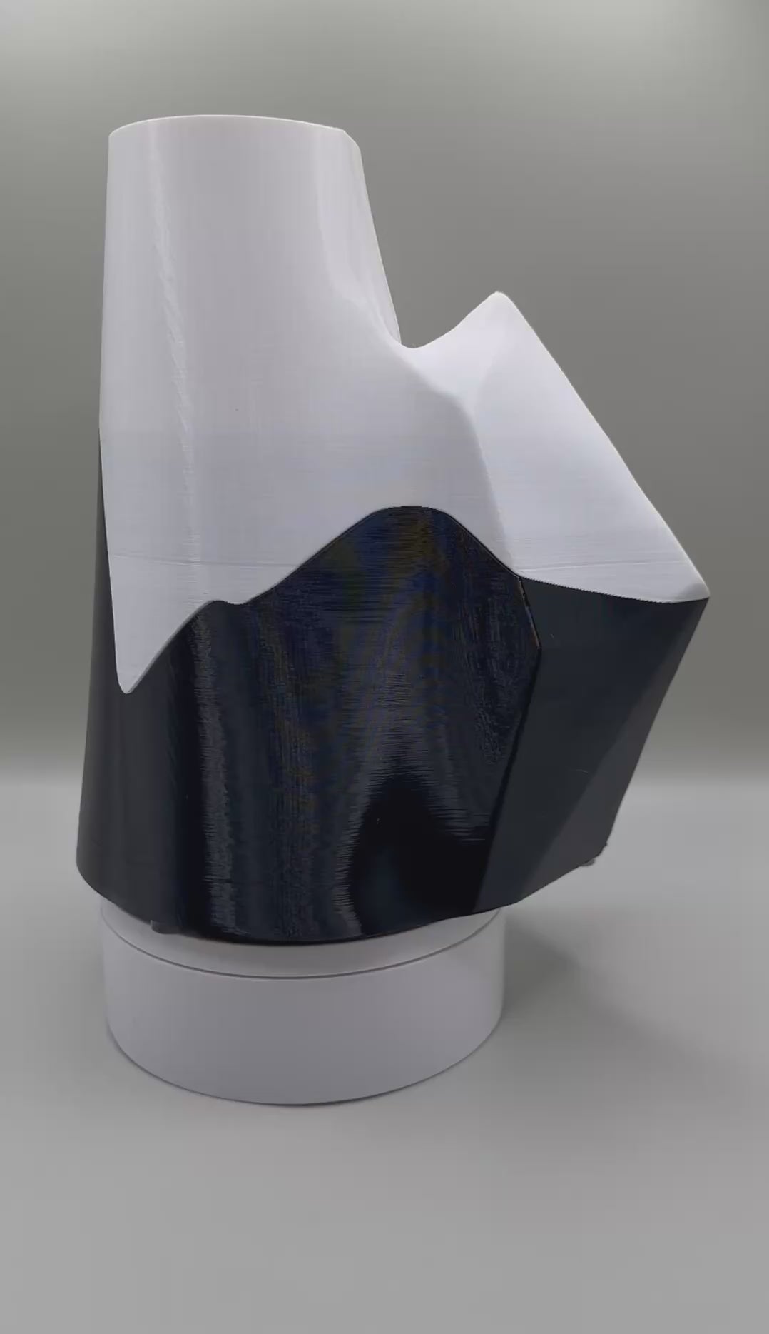 Geometric sculptural vase inspired by snowy peaks