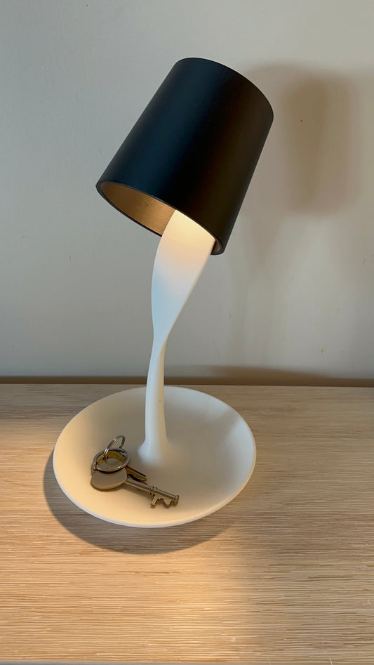 Modern LED lamp with artistic fluid design and wireless control